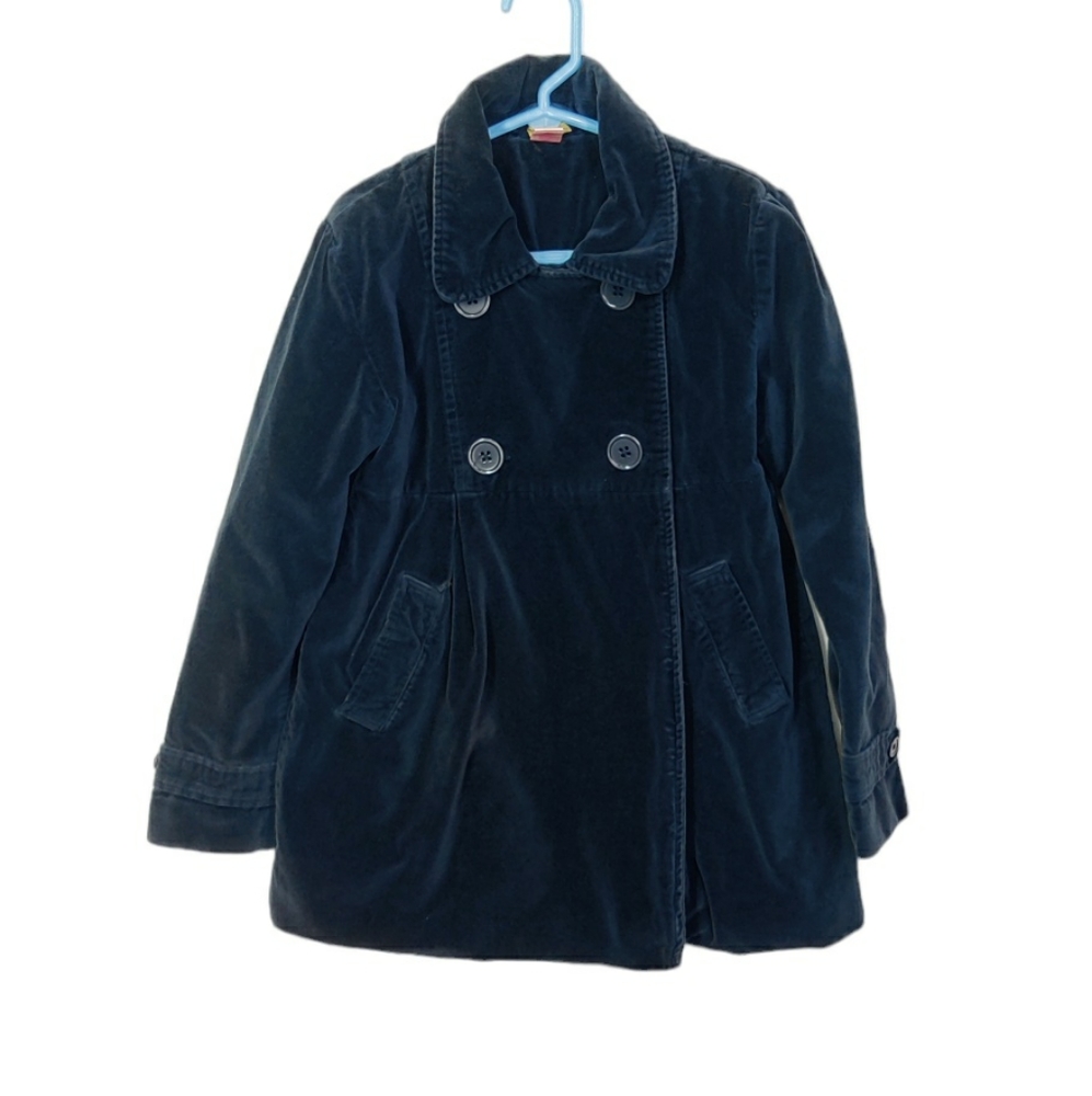 Downeast girl coat, size 8 girls, Navi blue velvet coat.